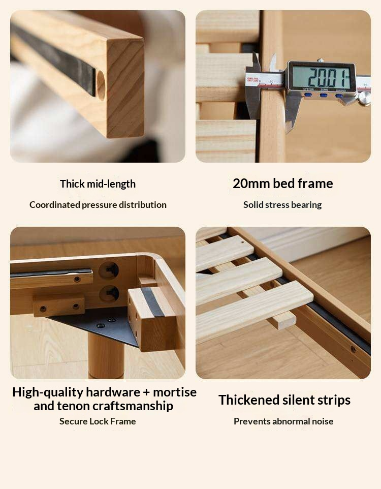 Beech Solid Wood Kids Platform Bed with Night Light