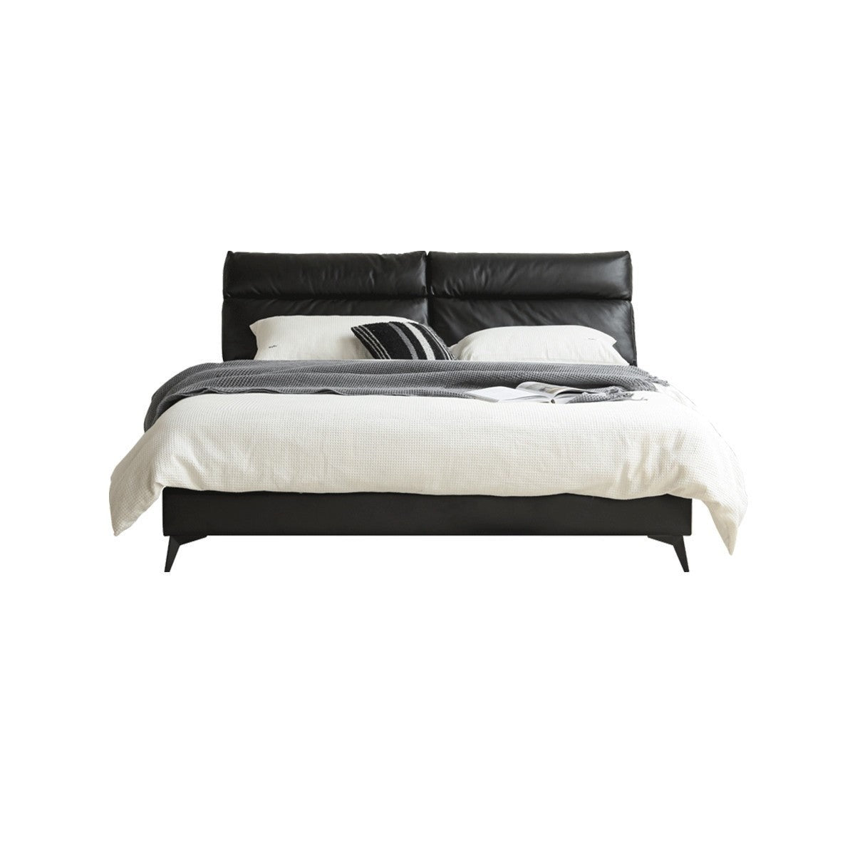 Leather Upholstered Bed with Down Filling