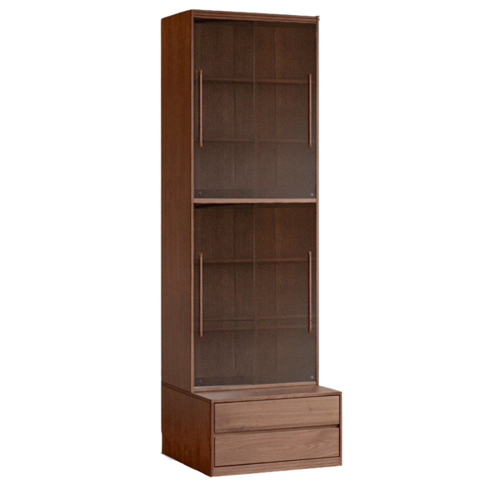 Solid Longan Hardwood, Ash Solid Wood Bookcase with Floor-to-Deck and Wall-Mounted Display Cabinet