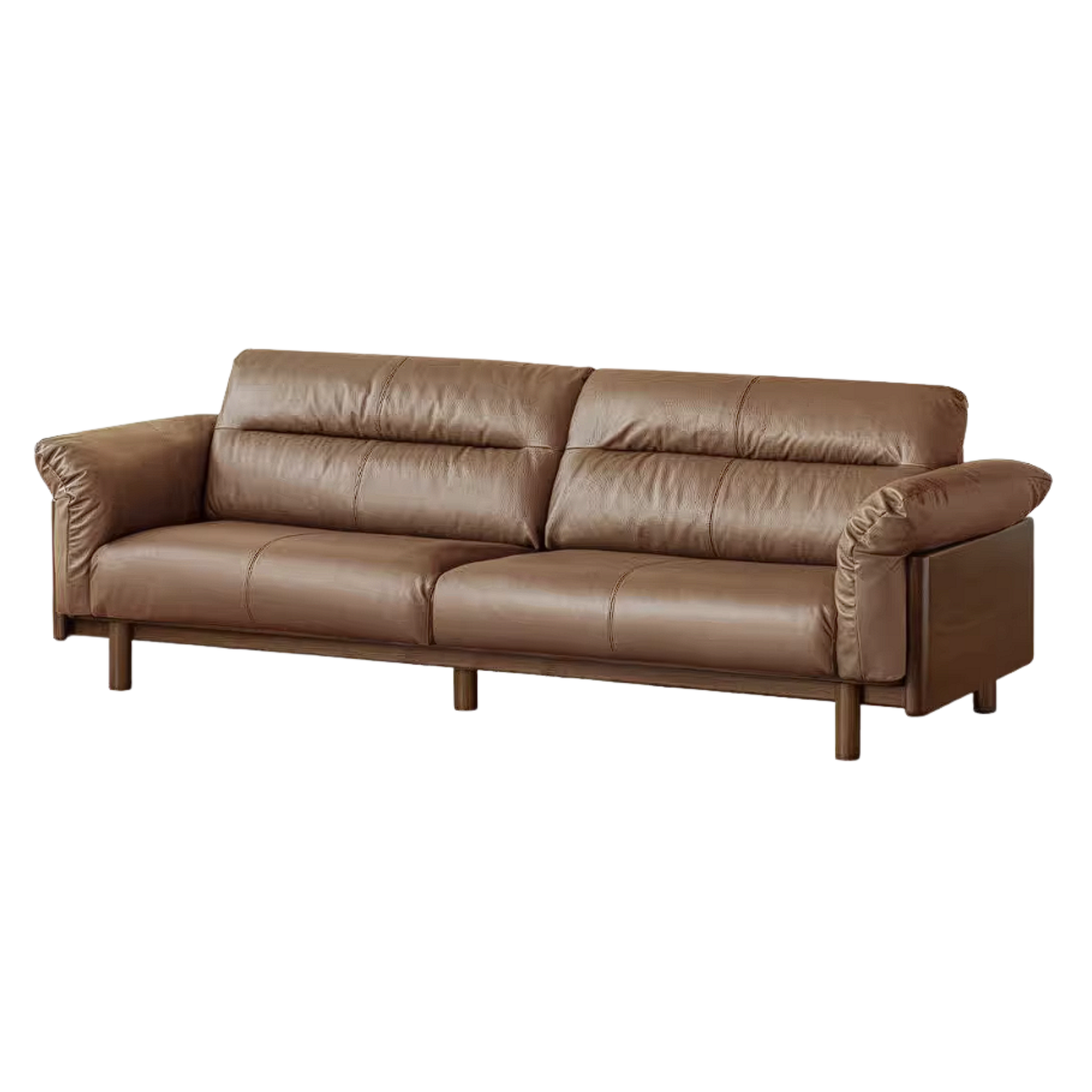 Oak Solid Wood Sofa with Wide Track Arms Genuine leather, fabric, removable and washable