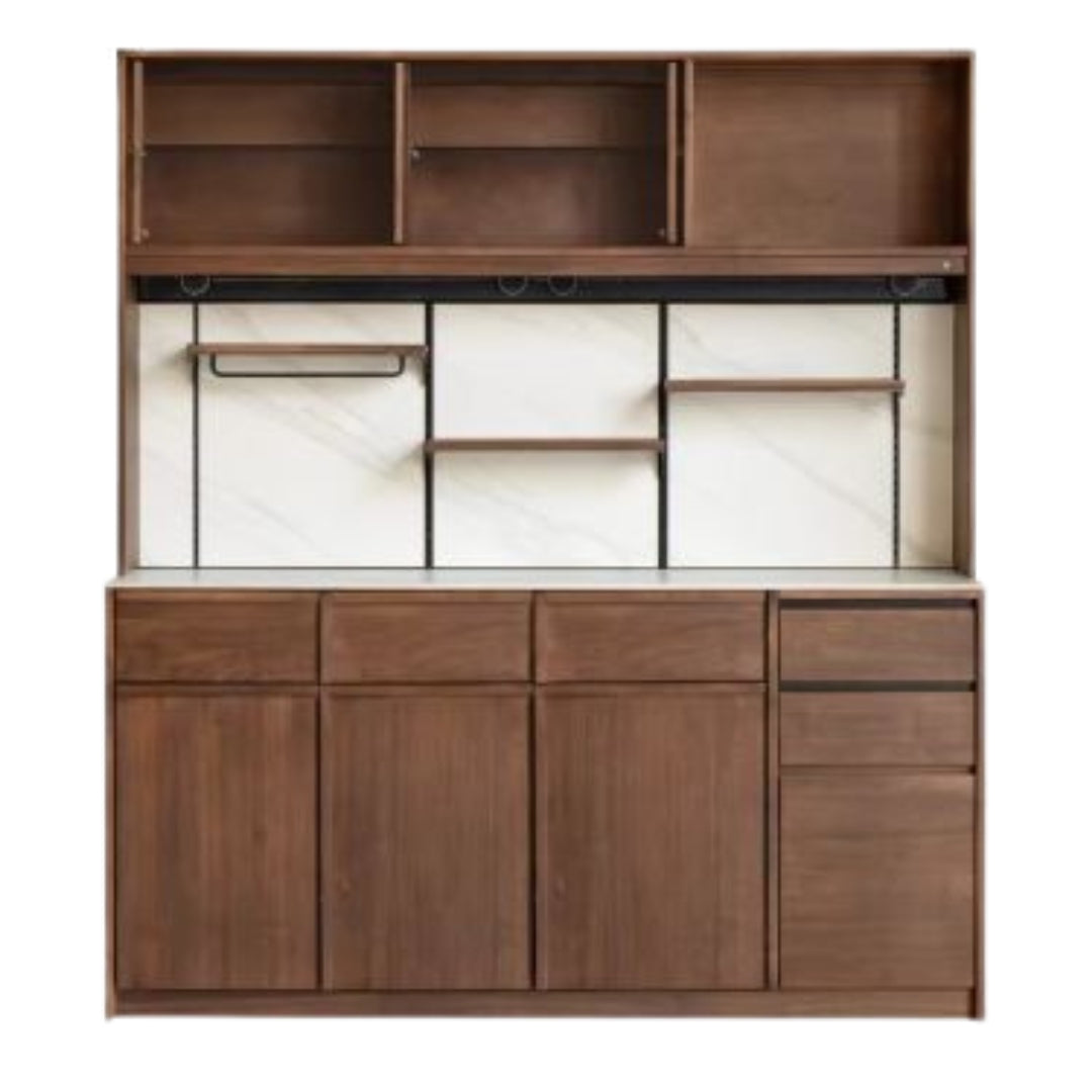 Black Walnut, Sandalwood, Ash Solid Wood Dining Cabinet Antique Style Rock Board