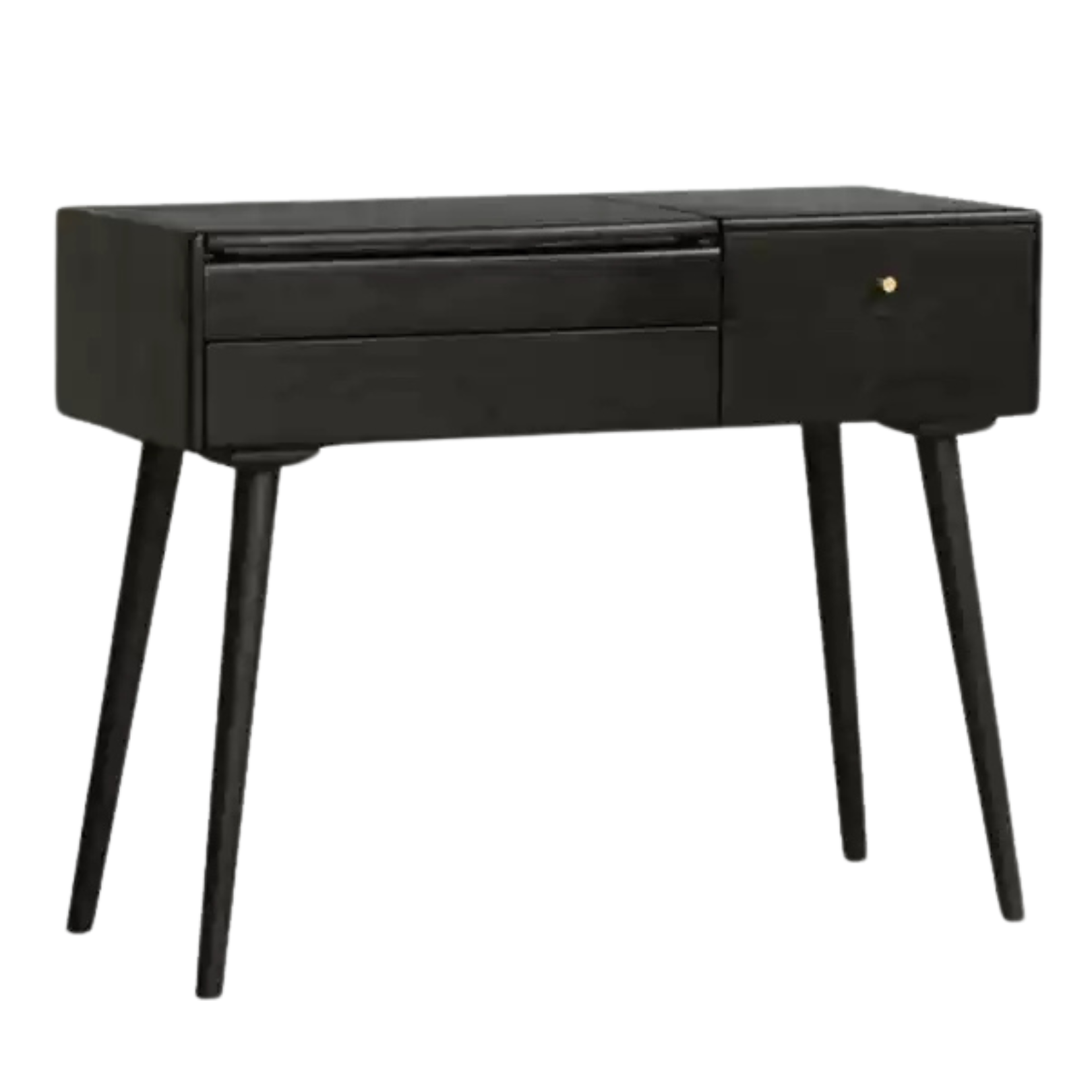 Oak Solid Wood Black Makeup Table Mirror LED Touch.