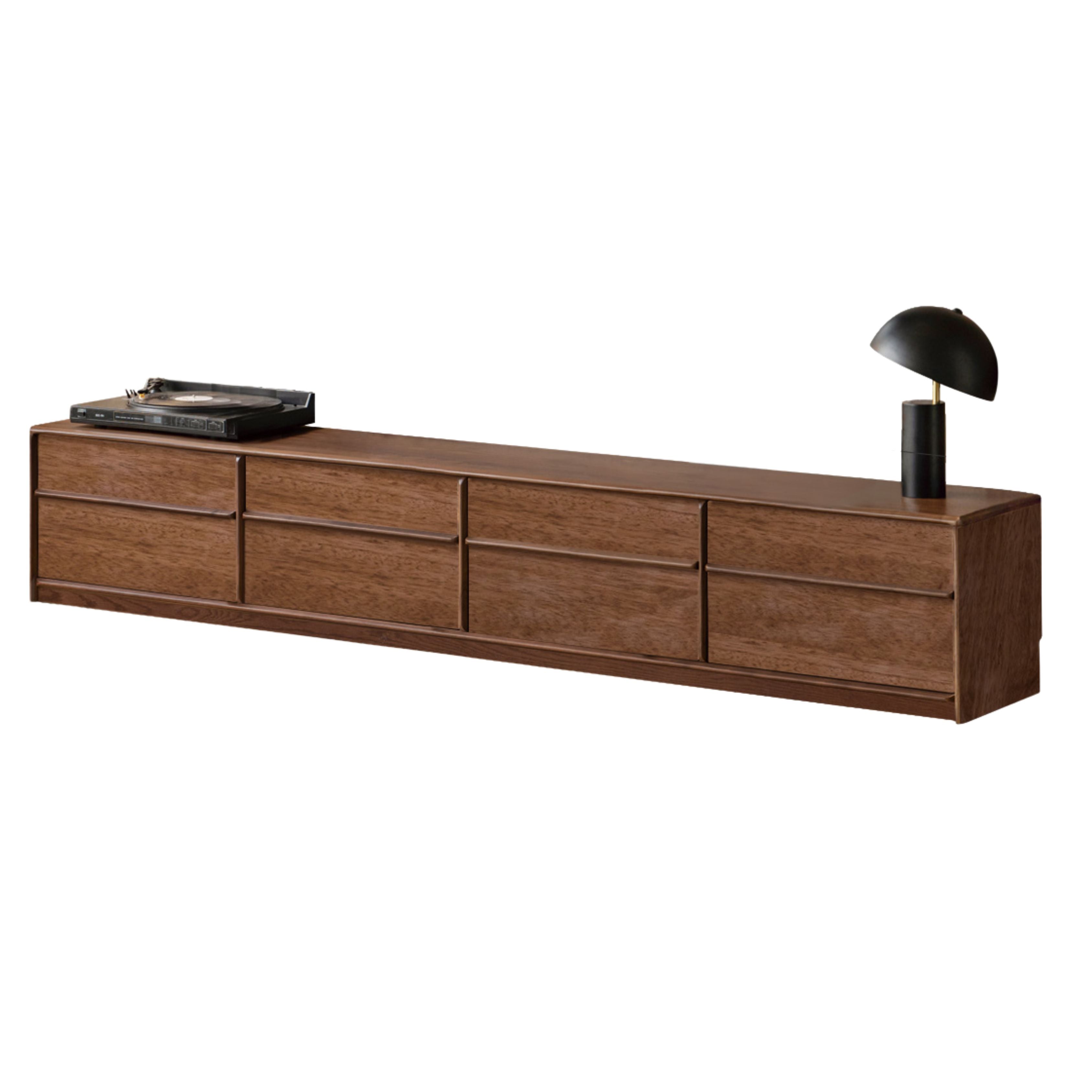 Black Walnut, Oak, Walnut Solid Wood Italian Light Luxury Floor TV Cabinet.