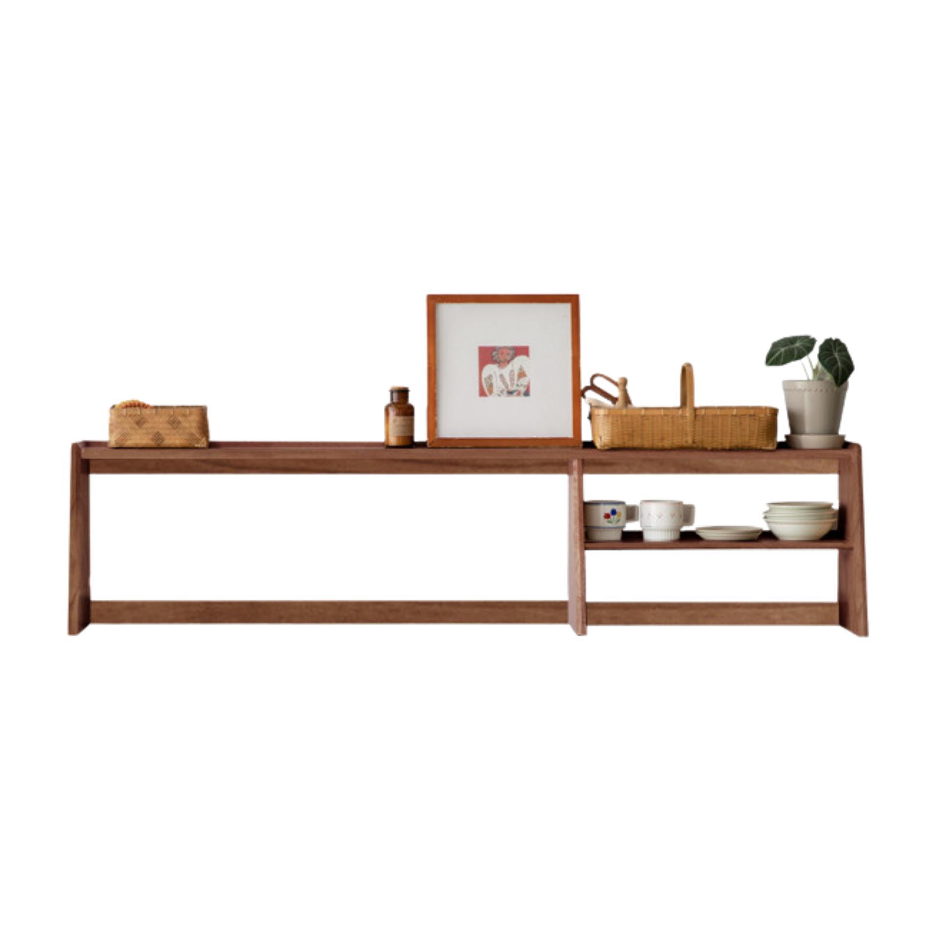 Oak Solid Wood, Solid Rubberwood Sideboard Shelf, Kitchen Shelf