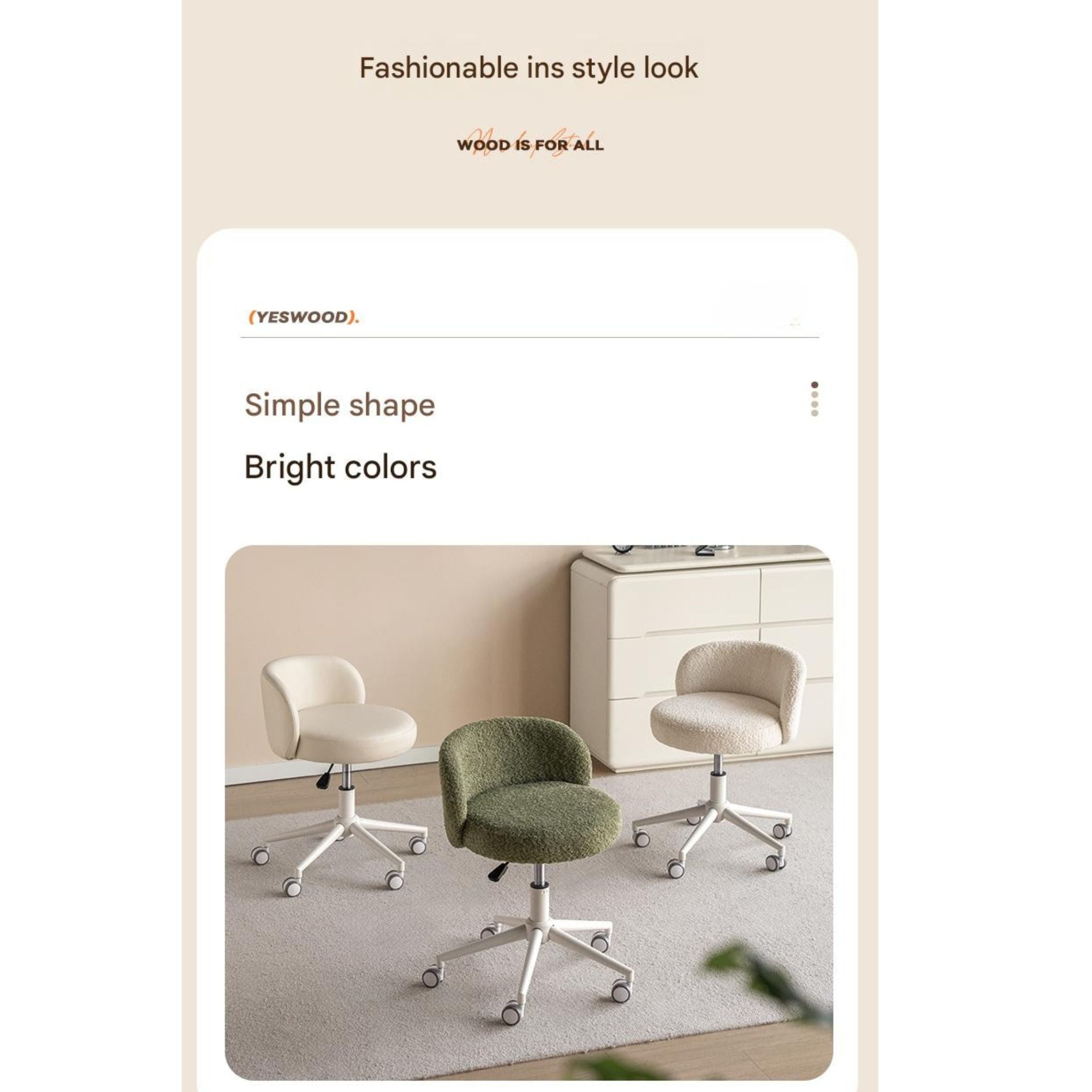 Eco-Leather, Imitation Sheepskin Makeup Stool