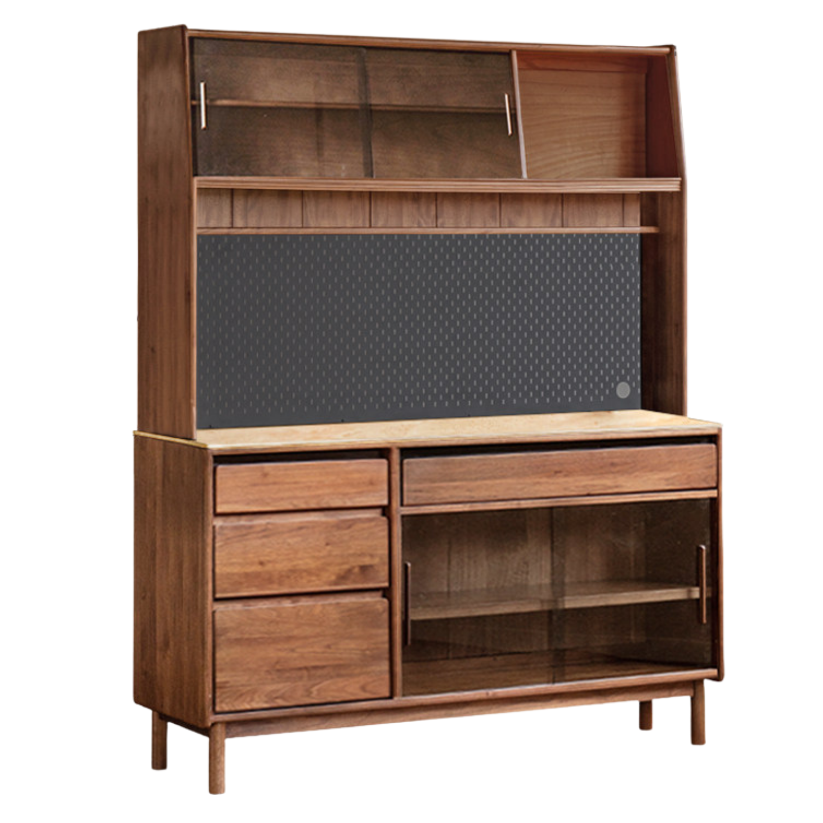 Black Walnut, Sandalwood Solid Wood Light Luxury Rock Plate Sideboard