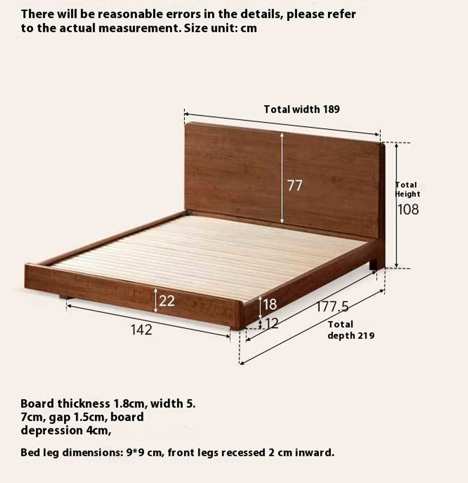 Black Walnut Solid Wood Italian Light Luxury Luminous Bed