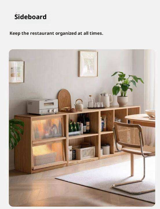 Black Walnut, Oak Solid Wood Low Bookcase, Modern Modular Storage Shelf Cabinet