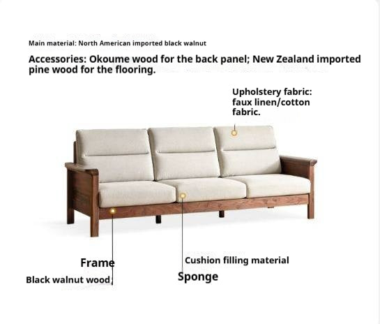 Black Walnut, Golden Rosewood Solid Wood Mid-Century Modern Fabric Sofa with Removable Covers, Loveseat, Sectional and Armchair