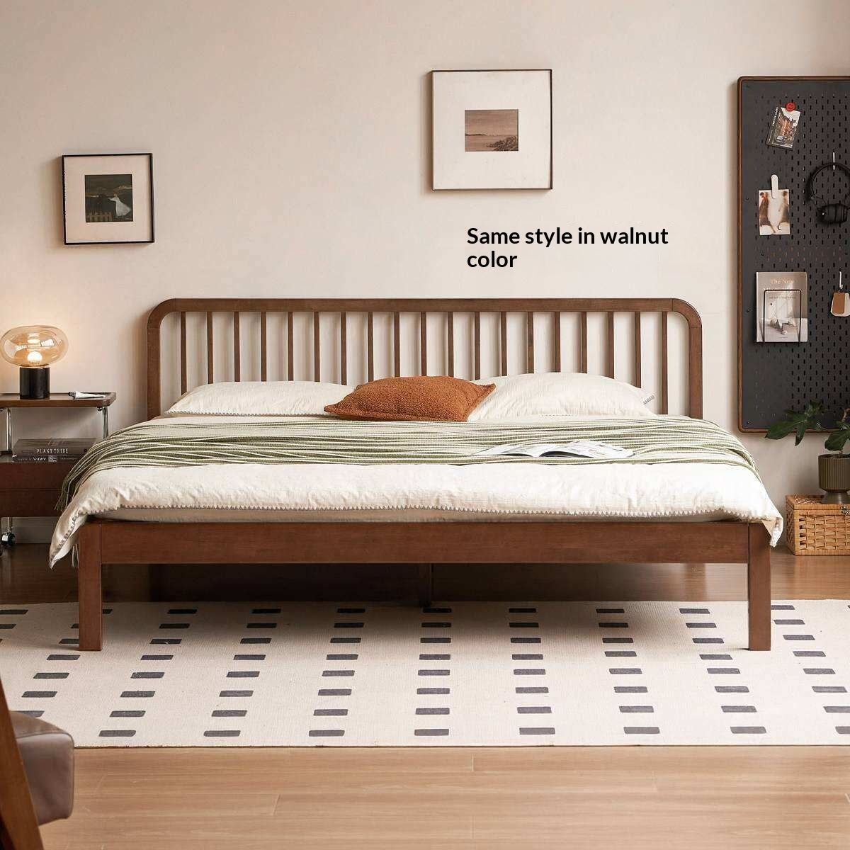 European Beech,Rubberwood Solid Wood Bed Modern Simple