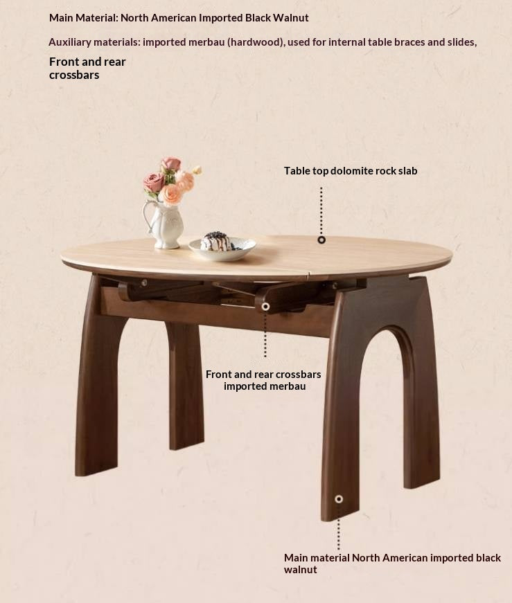 Black Walnut Solid Wood Round Dining Table