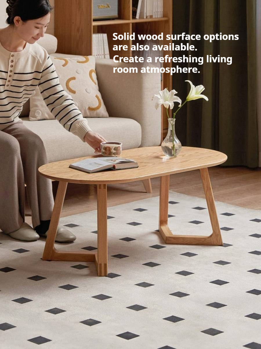 Oak Solid Wood Coffee Table Modern Slate