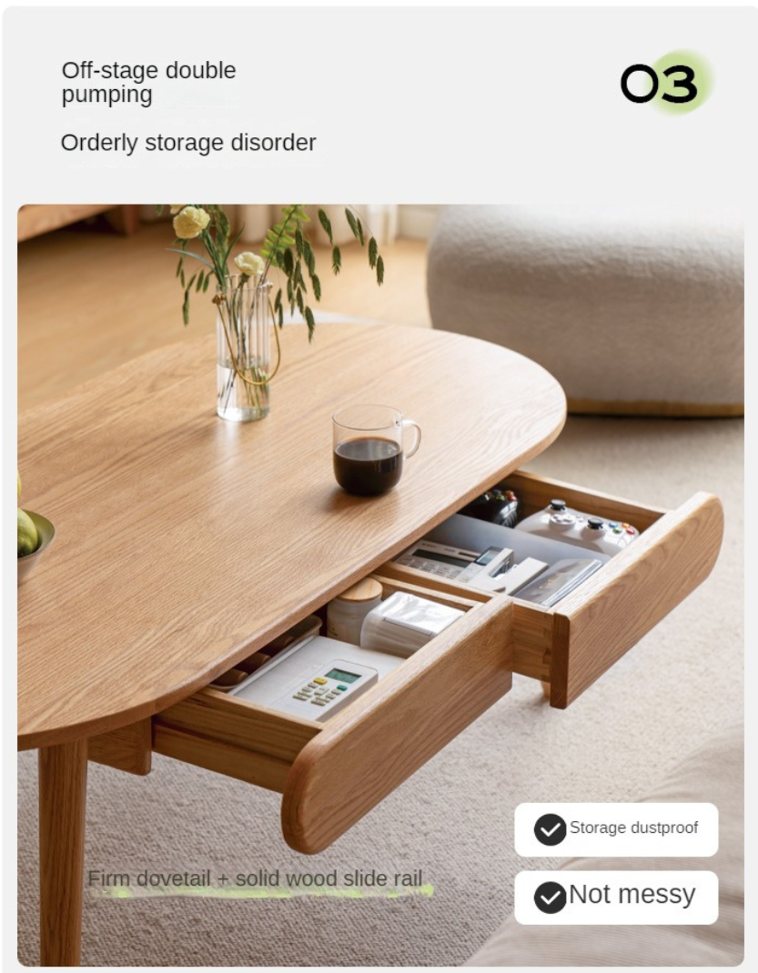 Oak Solid Wood Luxury Coffee Table, Tea Table
