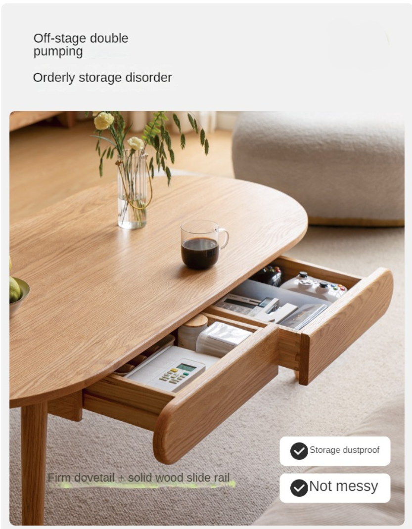 Oak, Solid Rubberwood Luxury Coffee Table