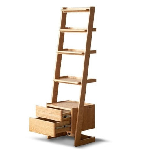 Oak Solid Wood Side Cabinet, Trapezoidal Storage Rack