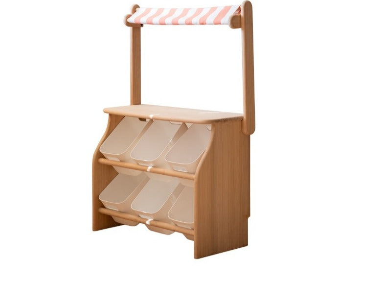 Poplar Solid Wood Kids Book, Toy Combination Storage Rack