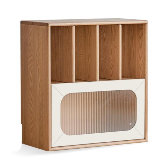 Oak, Beech Solid Wood Cream Style Module Combination Bookcase