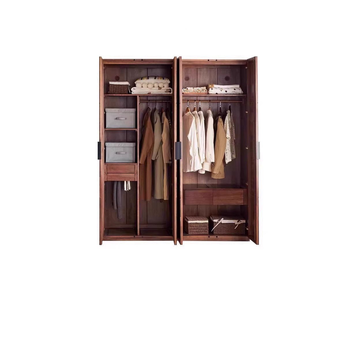 Black Walnut Solid Wood Wardrobe Combination.
