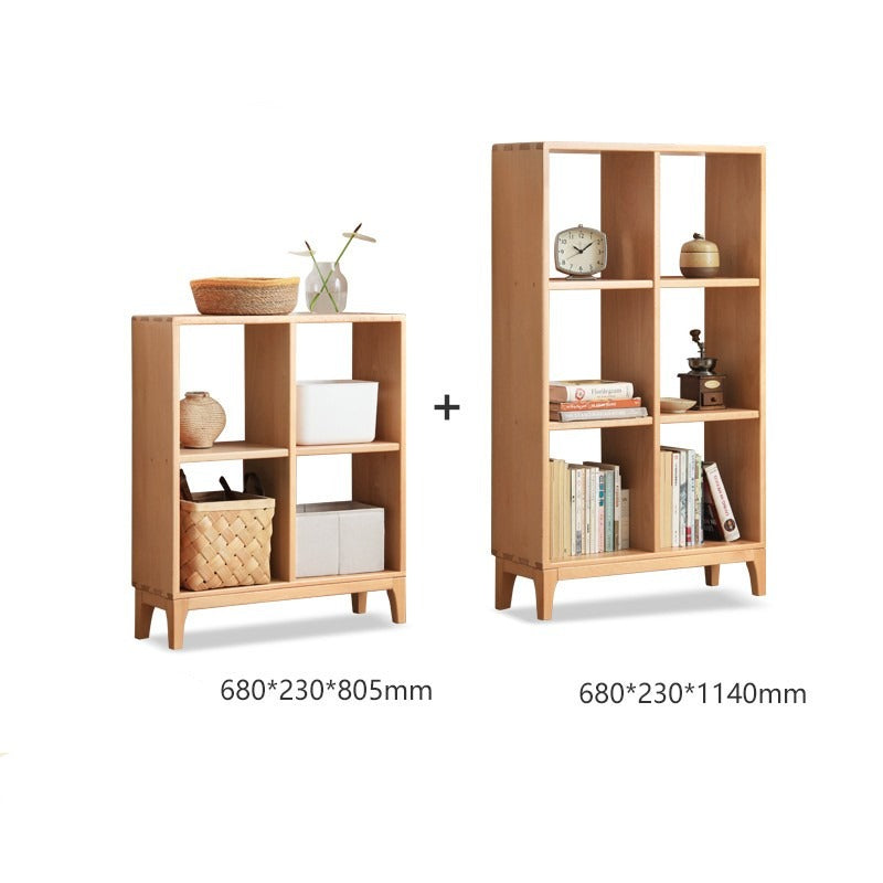 Beech Solid Wood Bookshelf, Nordic Display Rack
