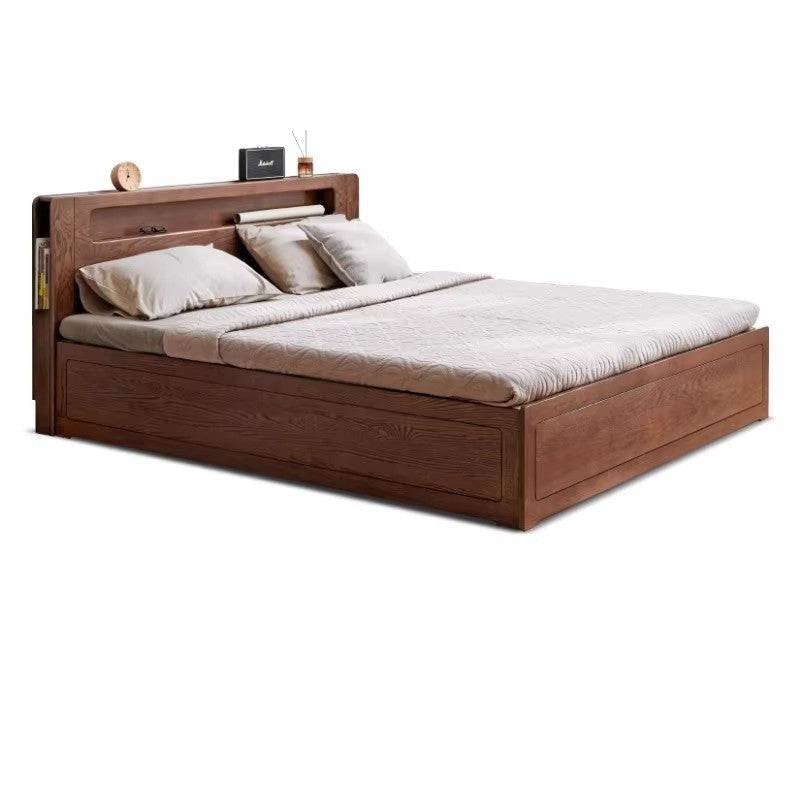 Oak Solid Wood Luminous Storage Box Bed