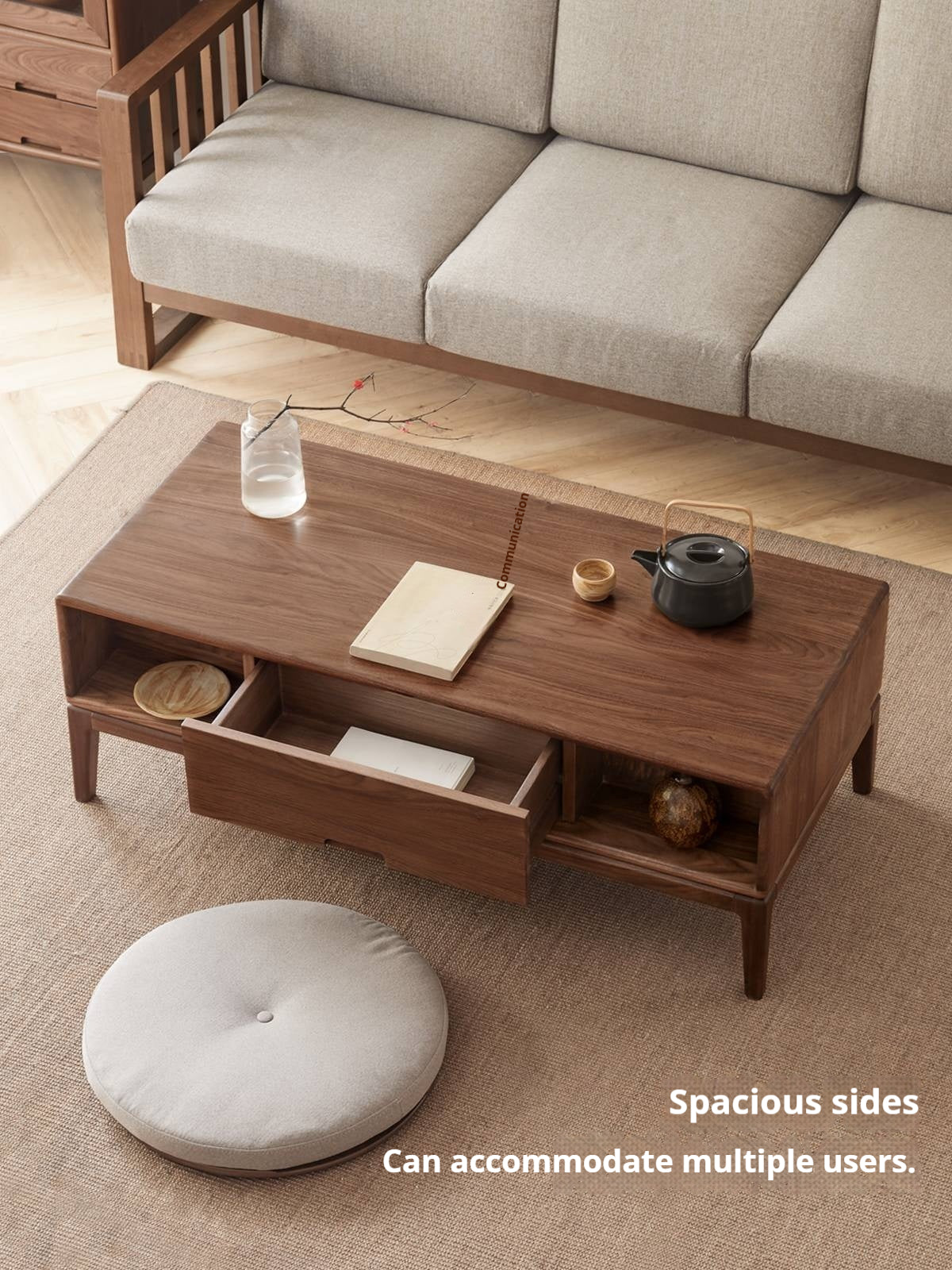 Black Walnut, Ash Solid Wood Modern Coffee Table