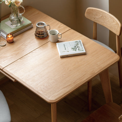 Oak Solid Wood Retractable Folding Dining Table