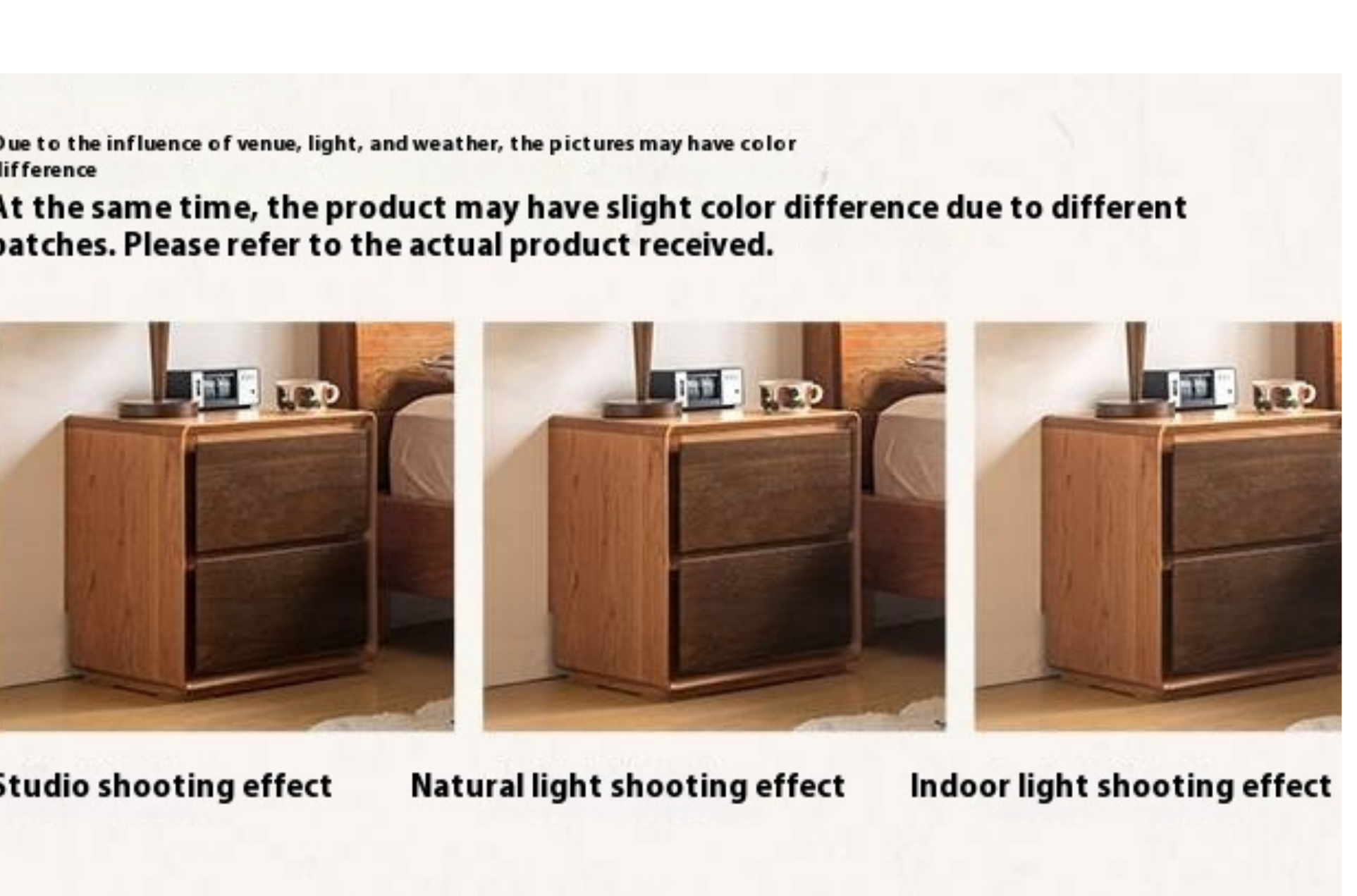 Cherry Solid Wood, Solid Rubberwood Nightstand