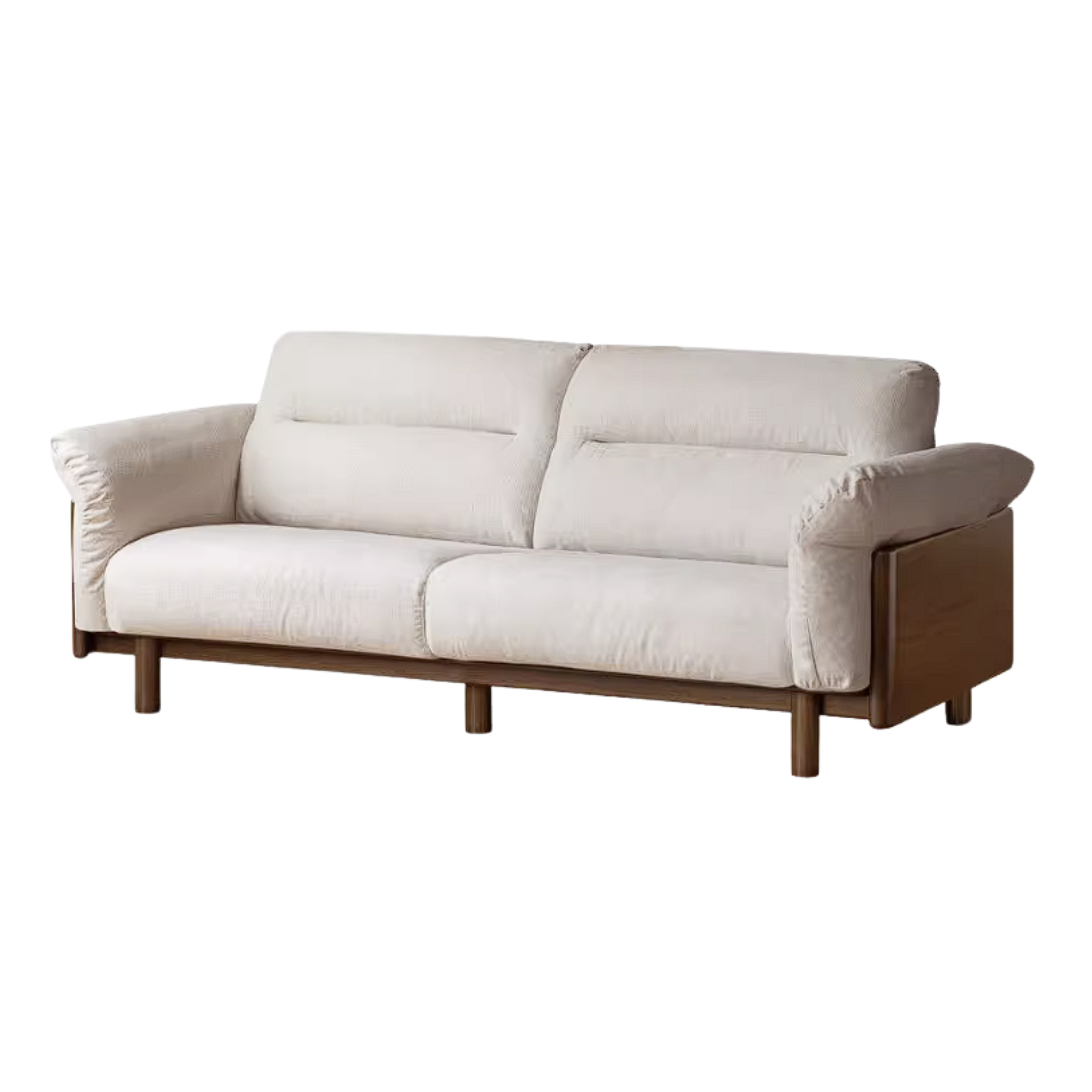 Oak Solid Wood Sofa with Wide Track Arms Genuine leather, fabric, removable and washable