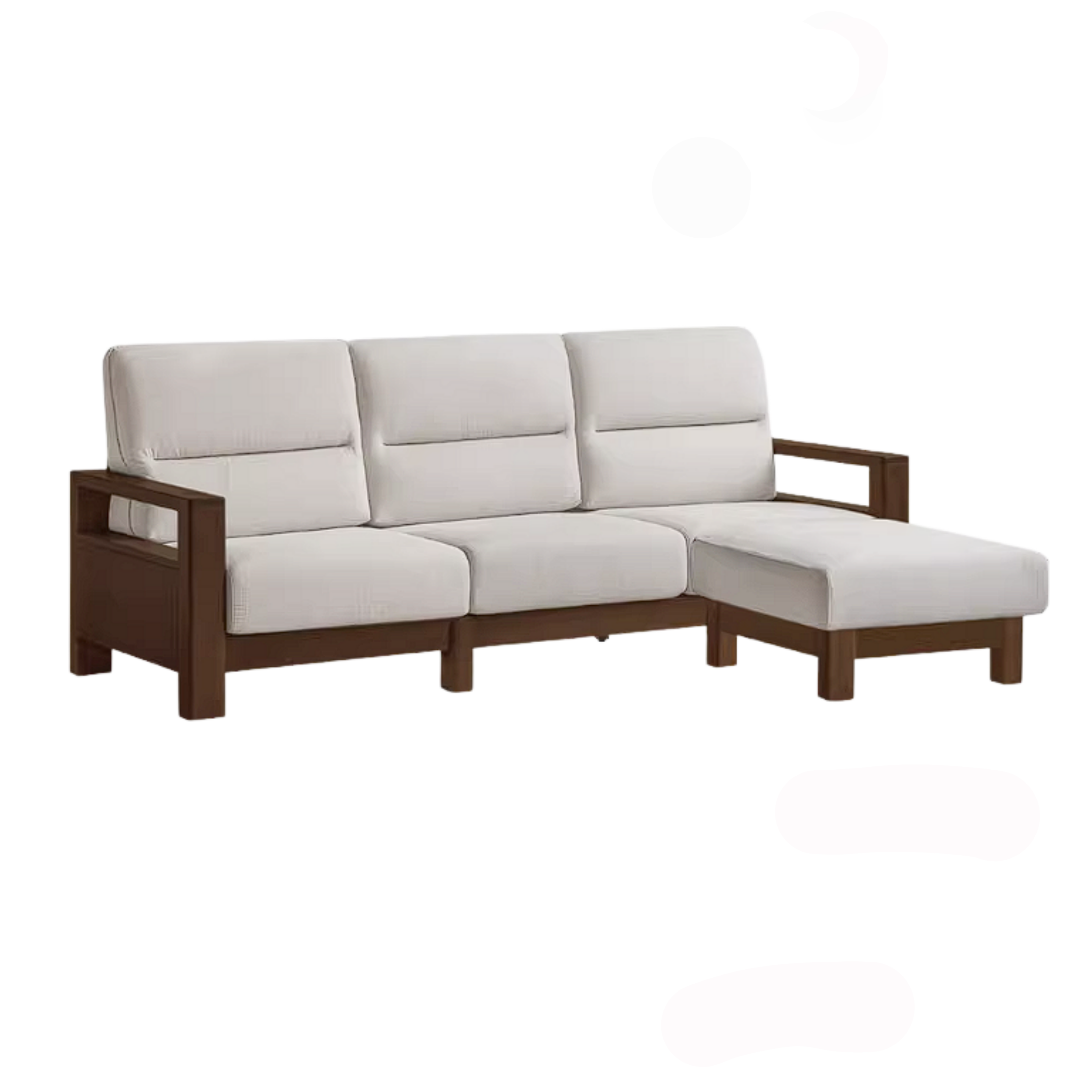 Black Walnut, Ash, Golden Sandalwood Solid Wood Corner Sofa with Fabric Upholstery