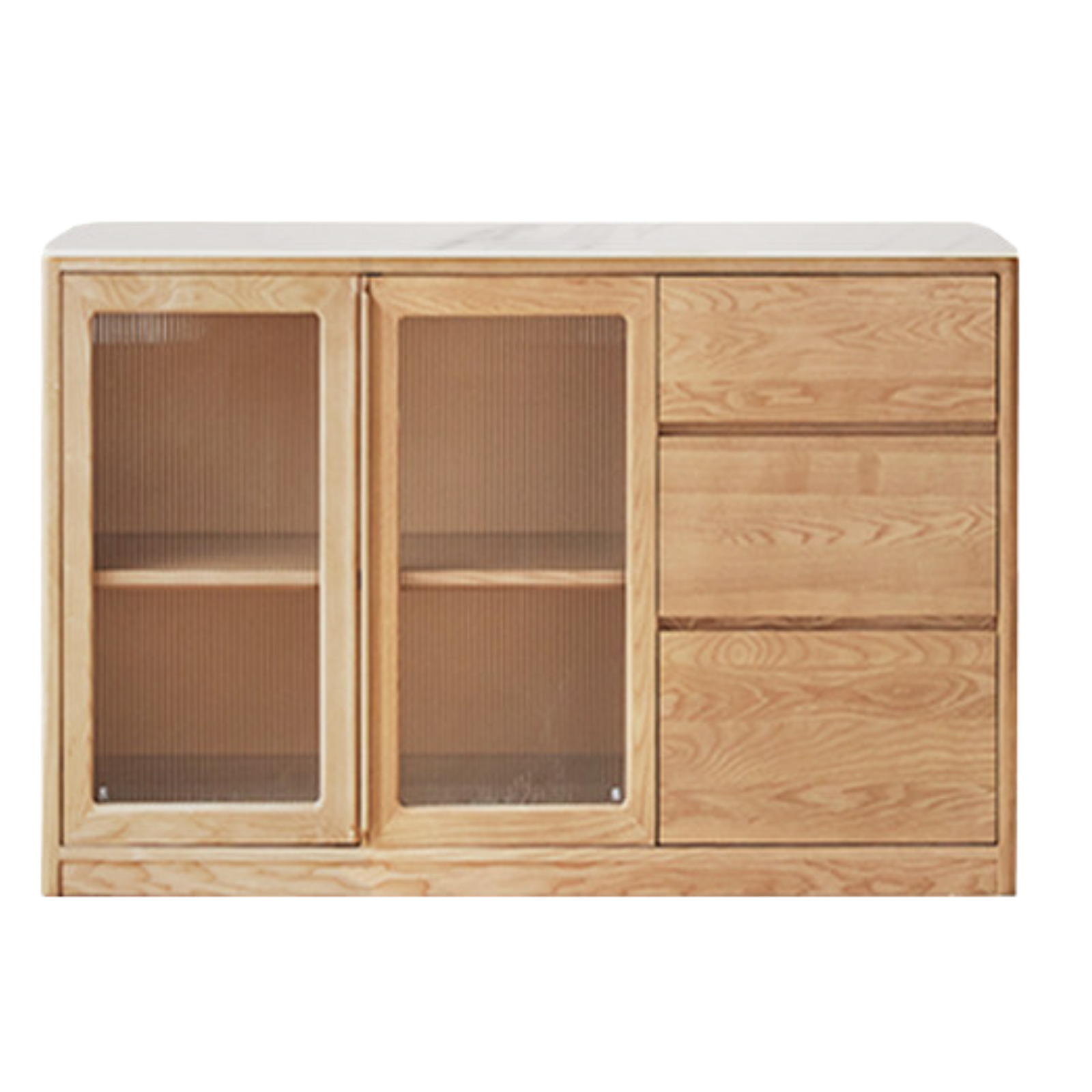 Ash Solid Wood White Wax Rock Plate Sideboard