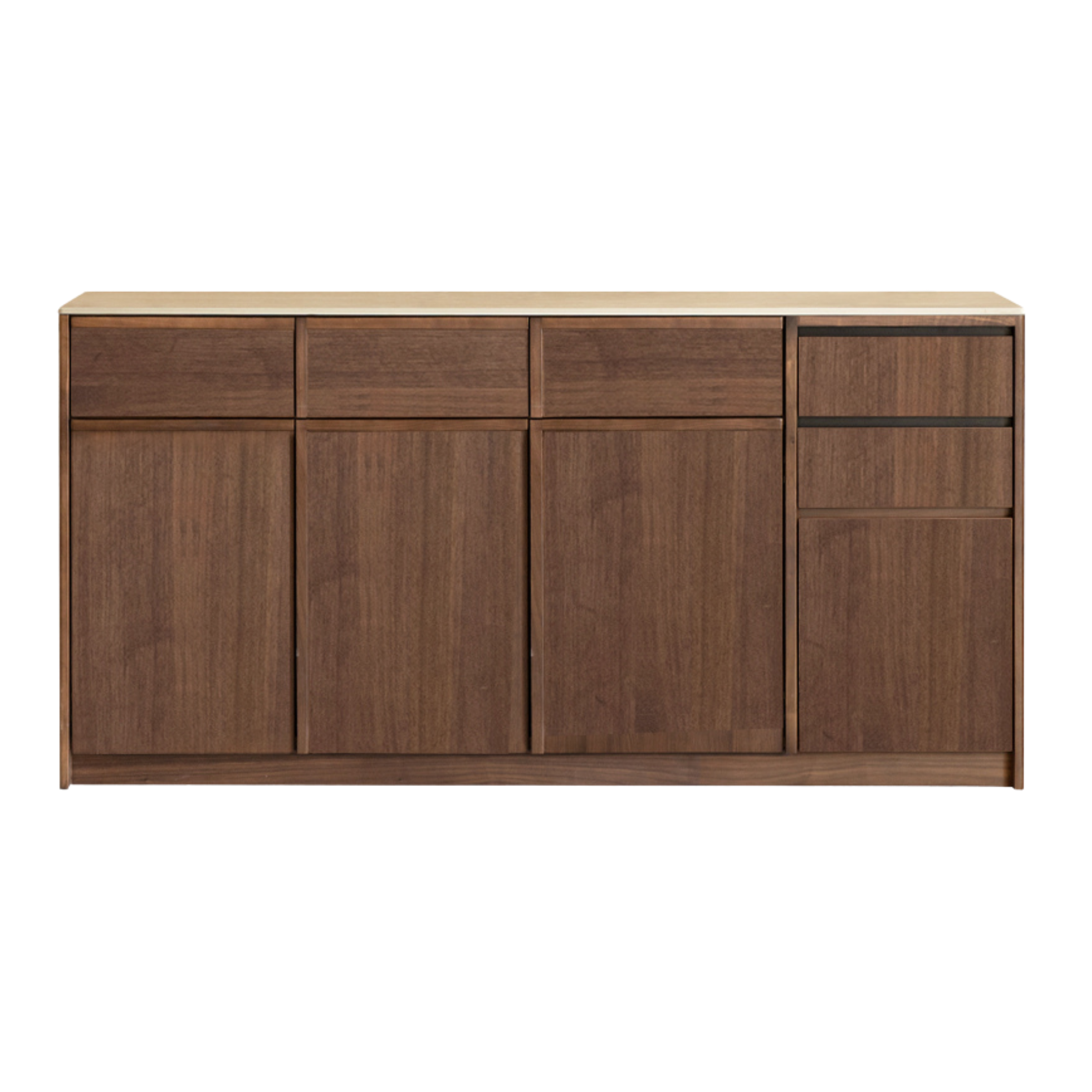 Black Walnut, Sandalwood Solid Wood Dining Cabinet Antique Style Rock Board