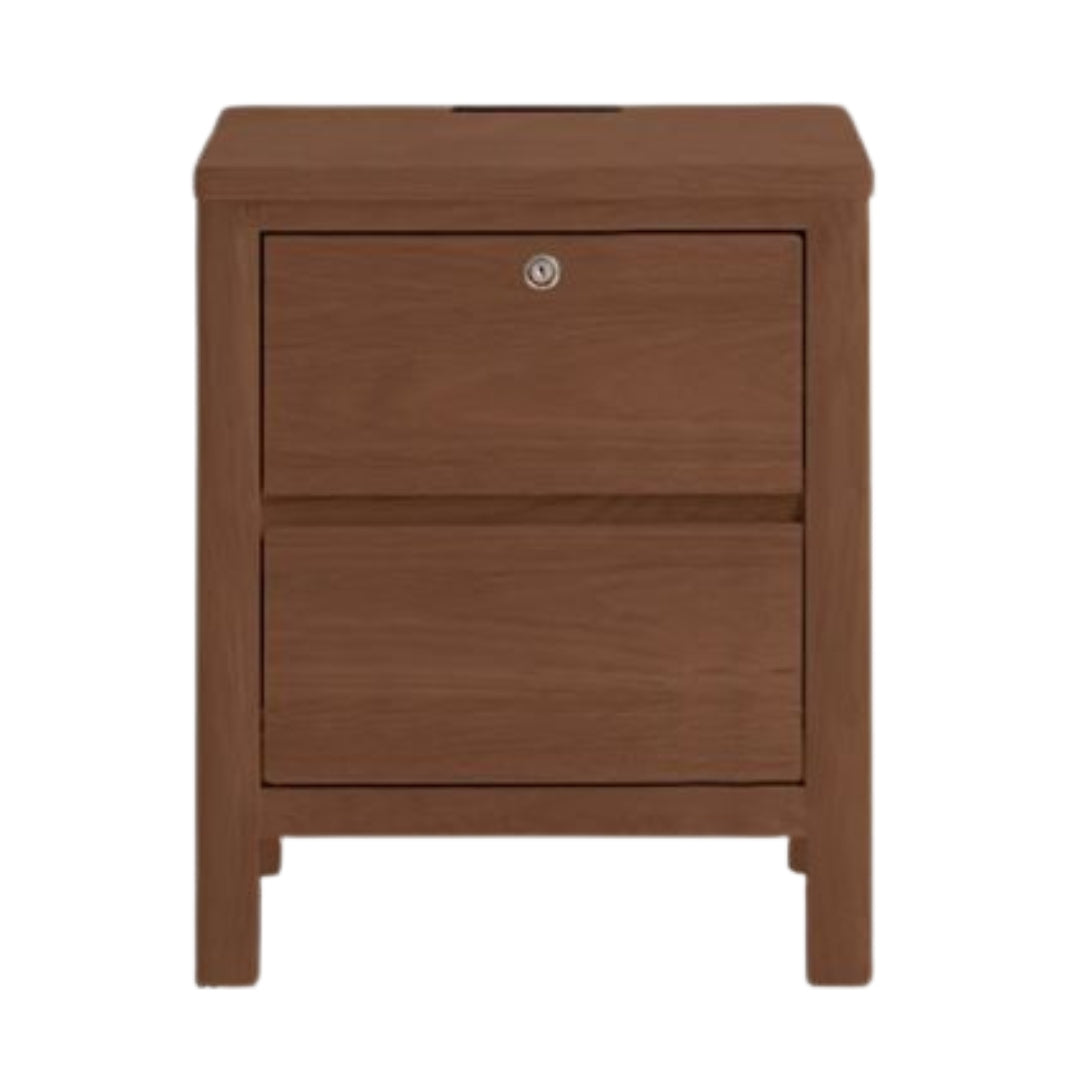 Oak Solid Wood, Solid Rubberwood Nightstand with Locker.
