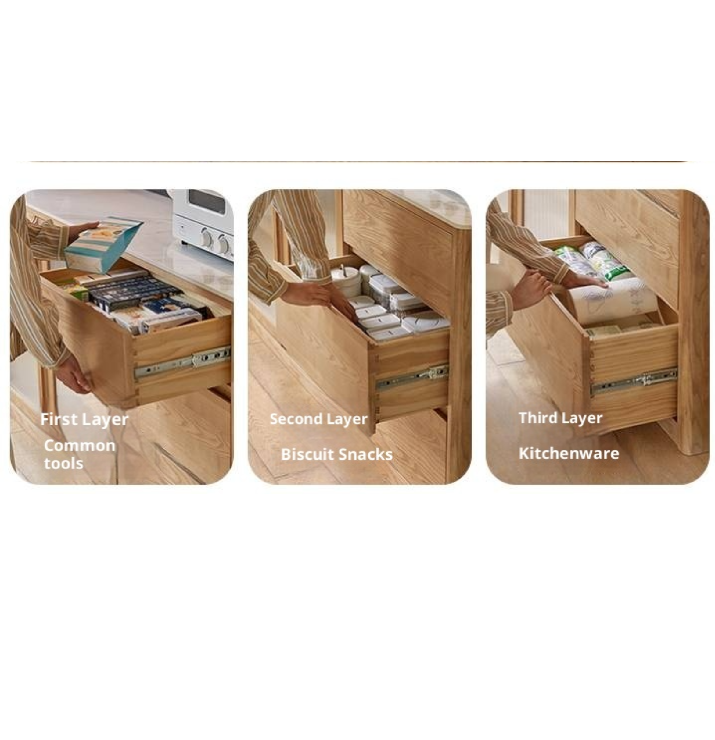 Ash Solid Wood White Wax Rock Plate Sideboard