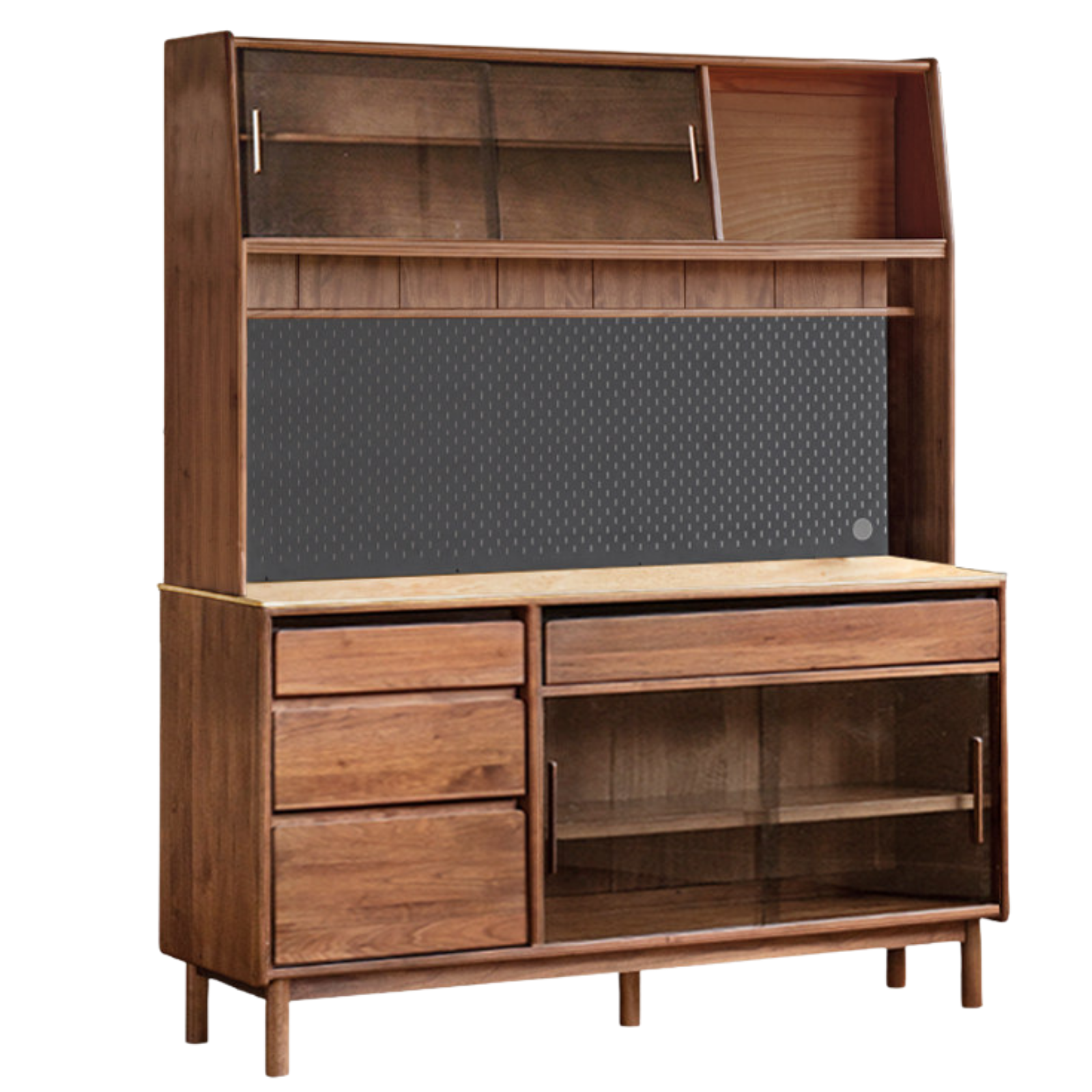 Black Walnut, Sandalwood Solid Wood Light Luxury Rock Plate Sideboard