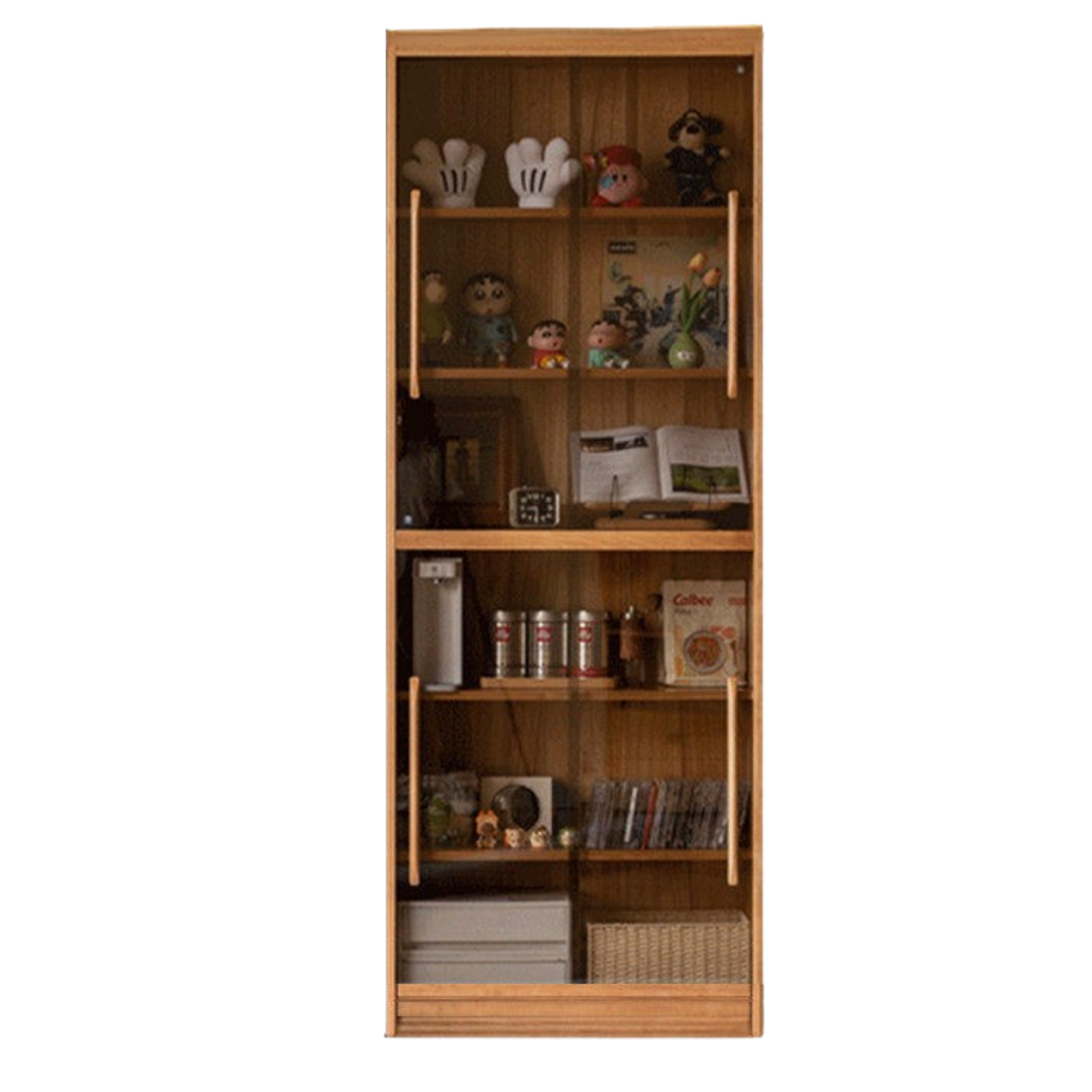 Cherry Solid Wood Bookcase Combination Glass Cabinet