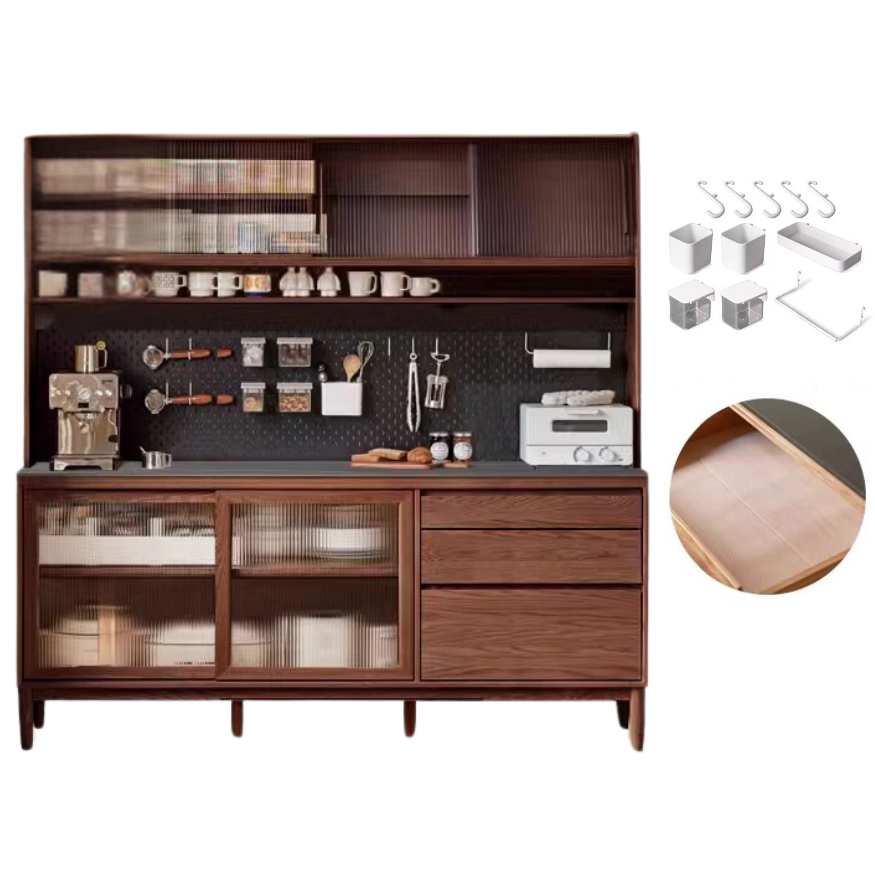 Oak, Ash Solid Wood Large Capacity Storage Sideboard