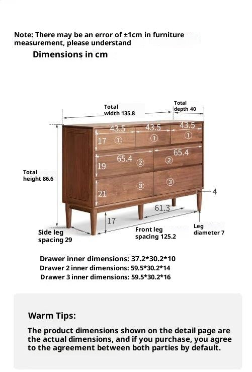 Black Walnut, Ash Solid Wood Chest of Drawers