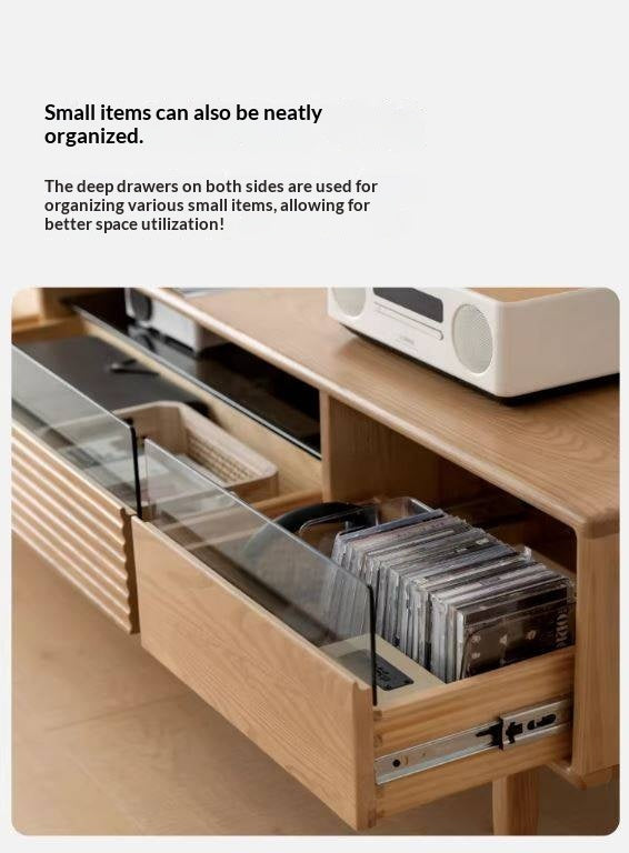 Ash Solid Wood Floor Modern Rock Board TV Cabinet.