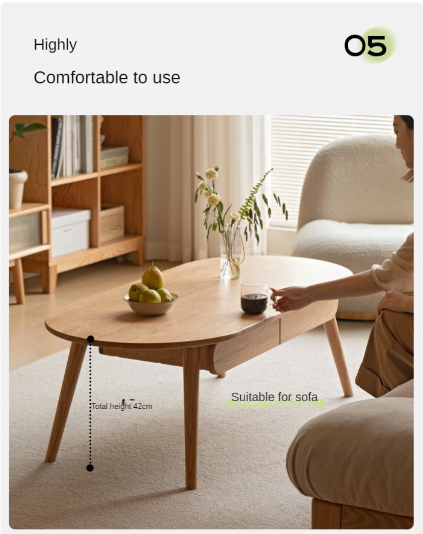 Oak Solid Wood Luxury Coffee Table, Tea Table