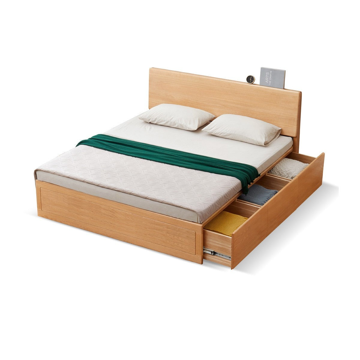 Ash, Oak, Black Walnut Solid Wood Box Bed Modern