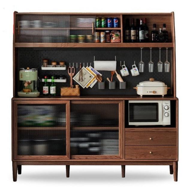 Ash Solid Wood Sideboard High Wine Cabinet Buffet