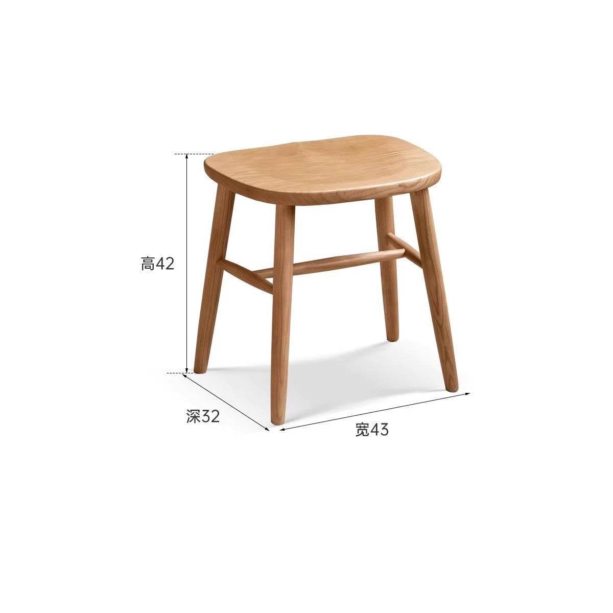 Ash, Oak, Cherry, Black Walnut, Beech Solid Wood Makeup Stool