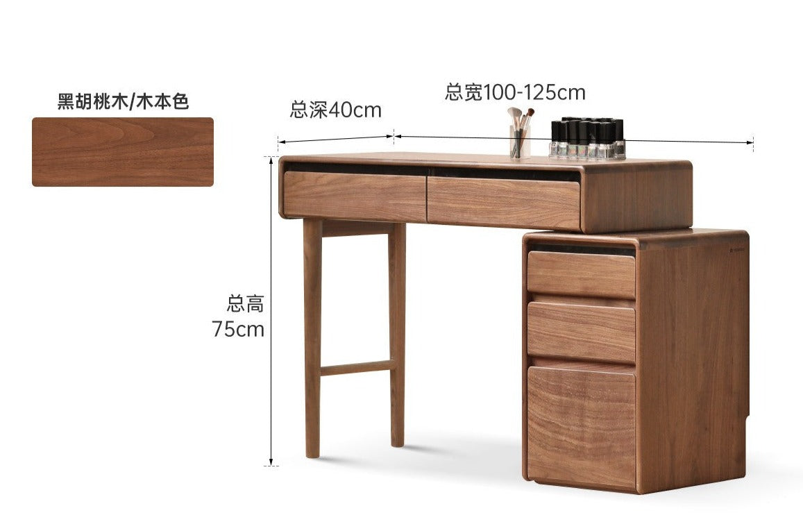 Black Walnut, Oak, Ash, Solid Longan Hardwood, Sandalwood Solid Wood Retractable Vanity Table.