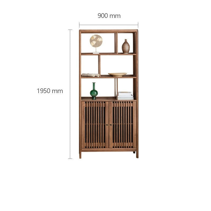 Black Walnut, Ash Solid Wood Bookshelf Combined Bookcase Display Cabinet Wall Shelf