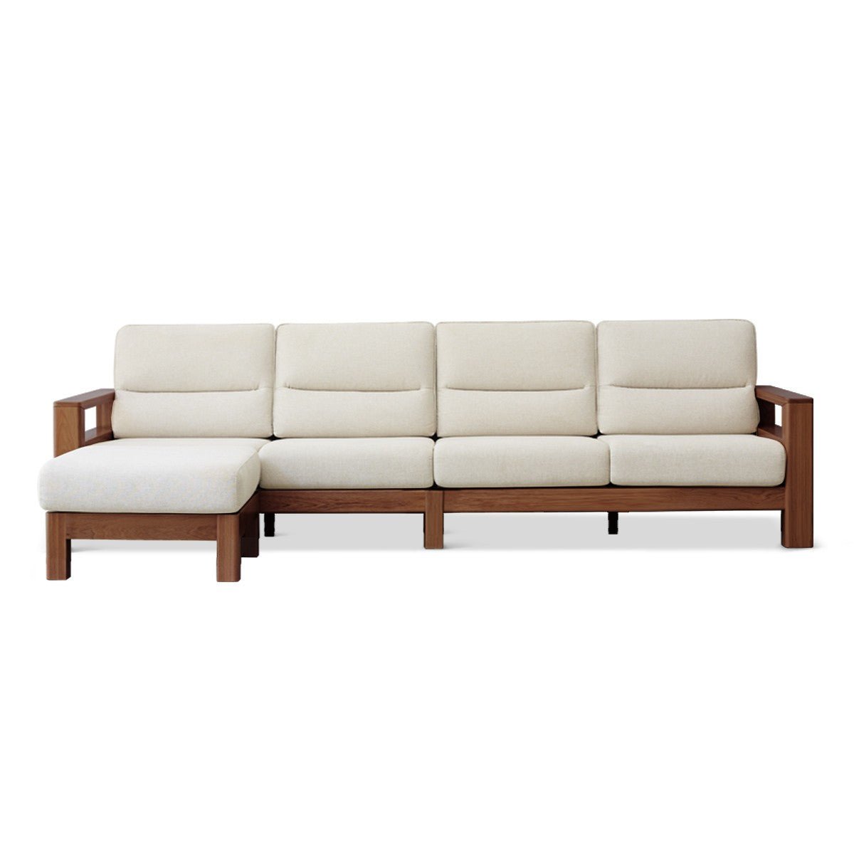 Ash, Black Walnut Solid Wood White Wax Fabric Sofa.