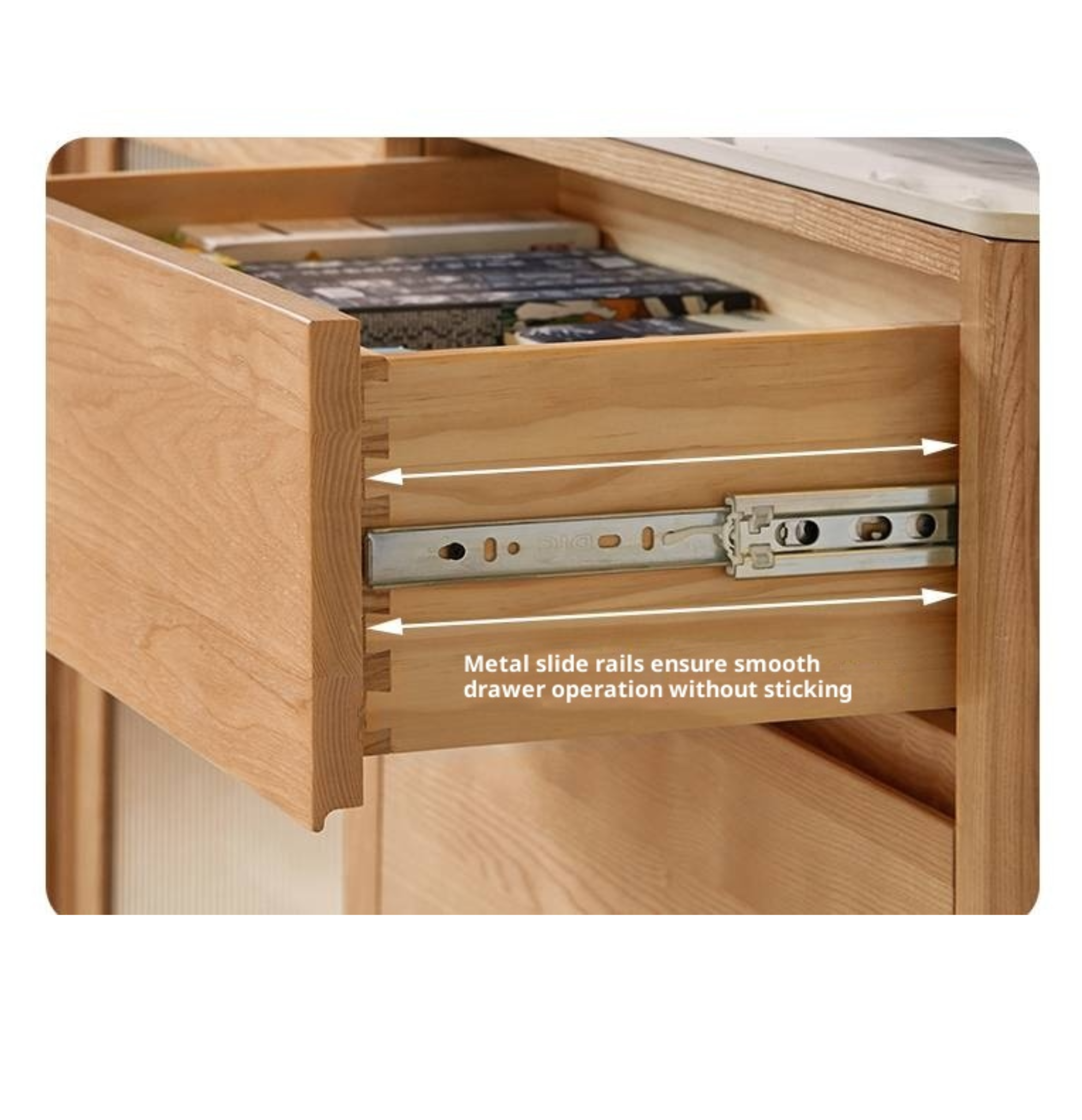 Ash Solid Wood White Wax Rock Plate Sideboard