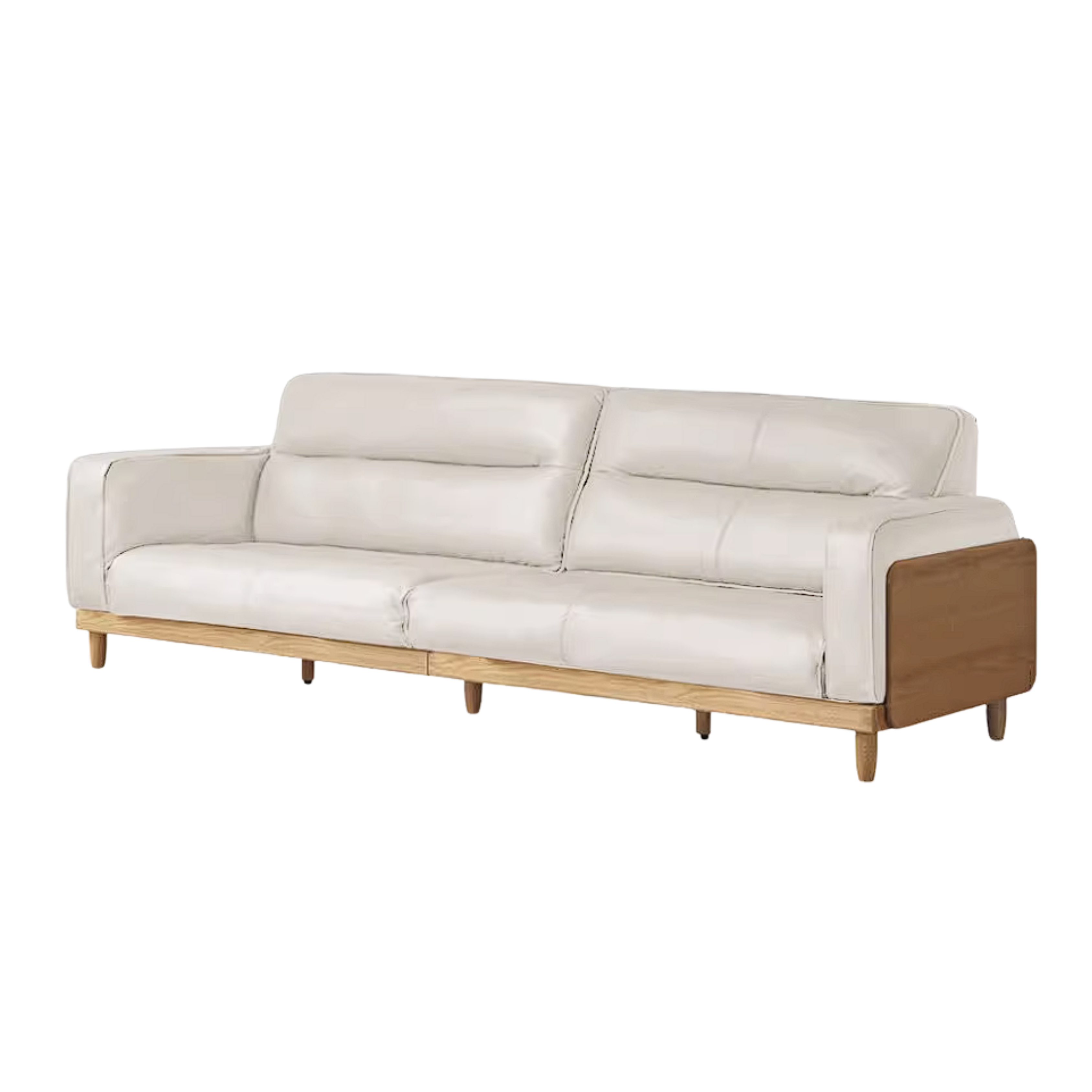Oak, Ash Solid Wood Sofa with Exposed Wood Frame Arms