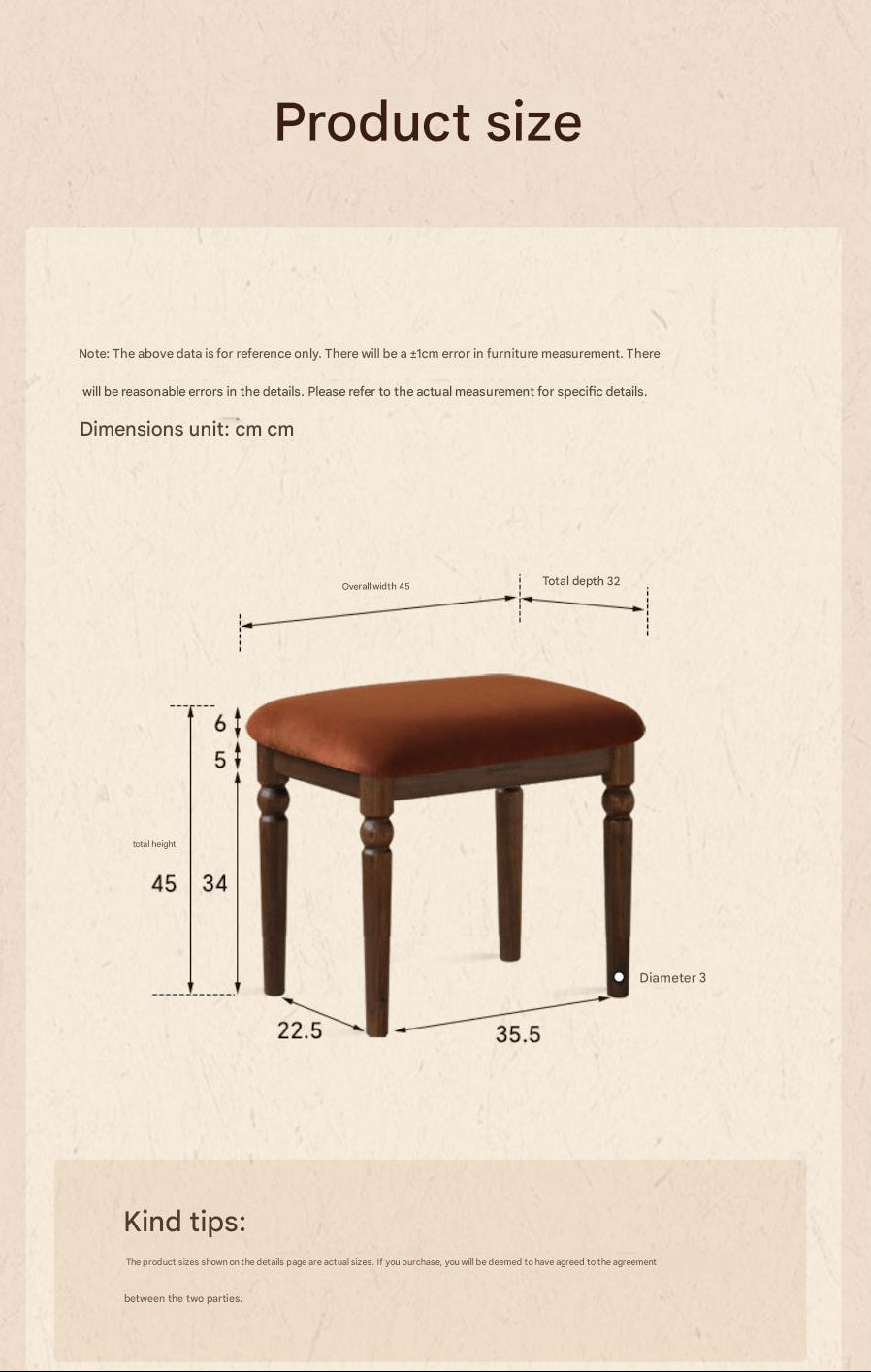 Black Walnut Solid Wood American Retro Makeup Stool