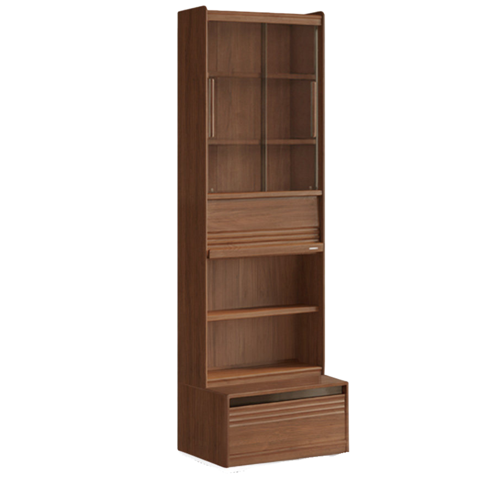 Black Walnut, Sandalwood, Oak, Ash Solid Wood Combination Bookcase with Floor Display and Luxury Storage