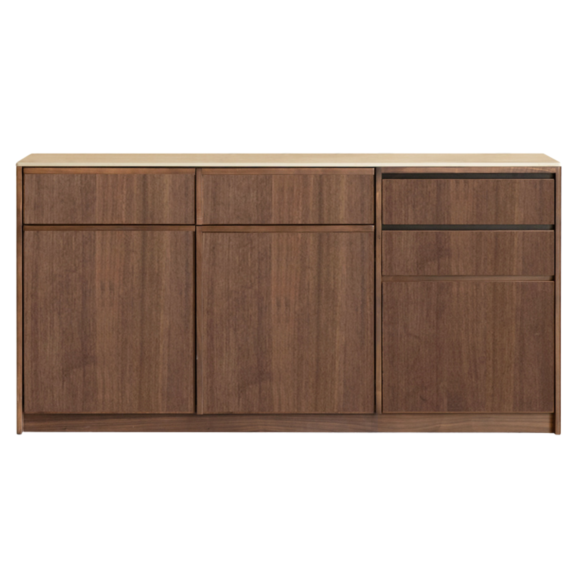 Black Walnut, Sandalwood Solid Wood Dining Cabinet Antique Style Rock Board